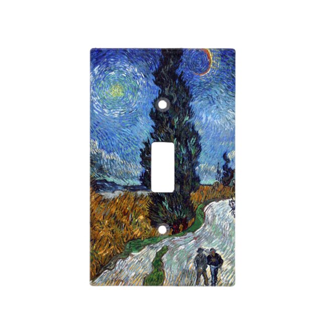 Van Gogh Road With Cypresses Impressionism Light Switch Cover (Front)