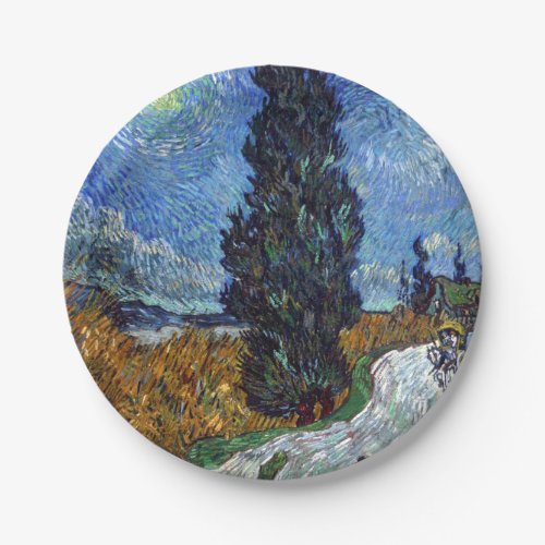 Van Gogh Road With Cypresses Impressionism Paper Plates