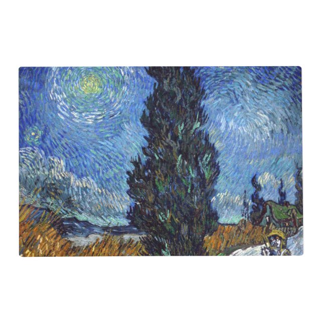 Van Gogh Road With Cypresses Impressionism Placemat (Front)