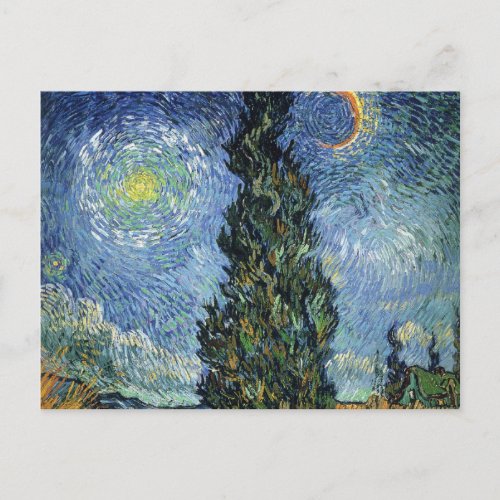 Van Gogh Road With Cypresses Impressionism Postcard