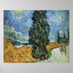 Van Gogh Road With Cypresses Impressionism Poster