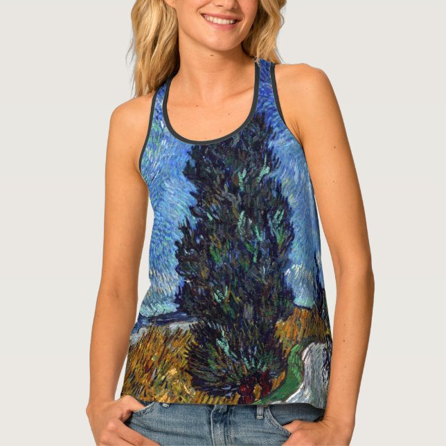 Van Gogh Road With Cypresses Impressionism Tank Top (Front)