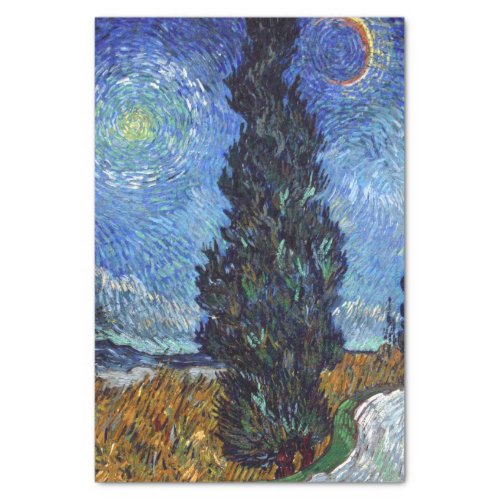 Van Gogh Road With Cypresses Impressionism Tissue Paper