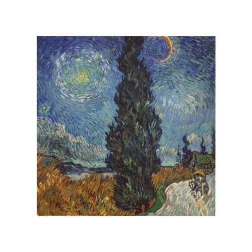 Van Gogh Road With Cypresses Impressionism Wood Wall Art