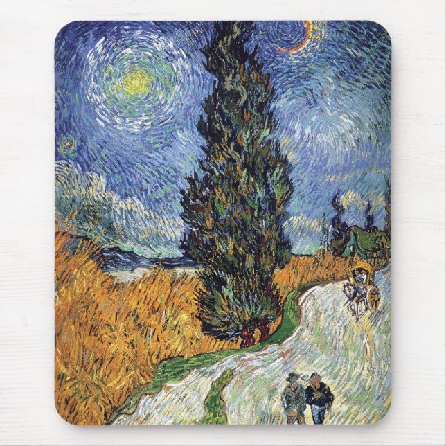 Van Gogh - Road With Cypresses Mouse Pad (Front)