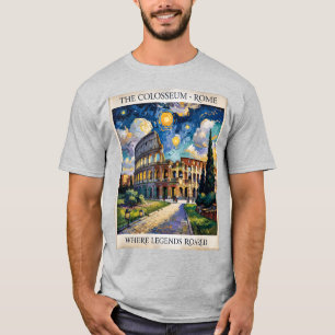 Van Gogh Rome Colosseum Oil Painting Retro Vintage T-Shirt