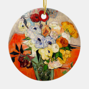 Van Gogh Roses and Anemones Ceramic Ornament