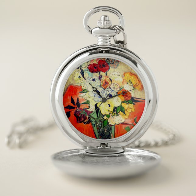Van Gogh Roses and Anemones Pocket Watch (Inside)