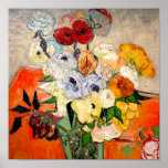 Van Gogh Roses and Anemones Poster<br><div class="desc">Poster featuring Vincent van Gogh’s flower painting Roses and Anemones (1890). A gorgeous assortment of red,  white,  blue,  orange,  and yellow flowers are arranged in a green vase. A wonderful gift for fans of Post-Impressionism and Dutch art.</div>