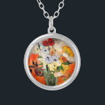 Van Gogh Roses and Anemones Silver Plated Necklace<br><div class="desc">Necklace featuring Vincent van Gogh’s flower painting Roses and Anemones (1890). A gorgeous assortment of red,  white,  blue,  orange,  and yellow flowers are arranged in a green vase. A wonderful gift for fans of Post-Impressionism and Dutch art.</div>