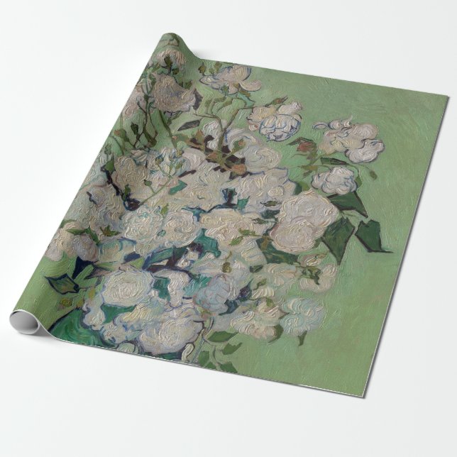 Van Gogh Roses Floral Painting Wrapping Paper (Unrolled)