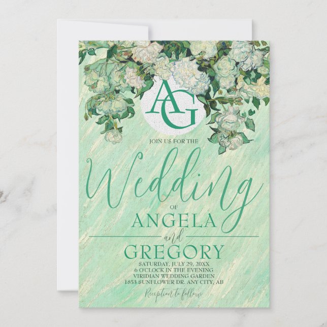 Van Gogh Roses Wedding Invitation (Front)