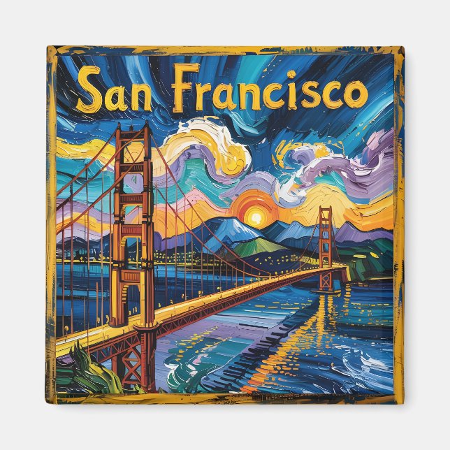 Van Gogh San Francisco Golden Gate Bridge Travel Magnet (Front)