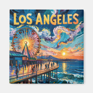 Van Gogh Santa Monica Pier Los Angeles California Magnet