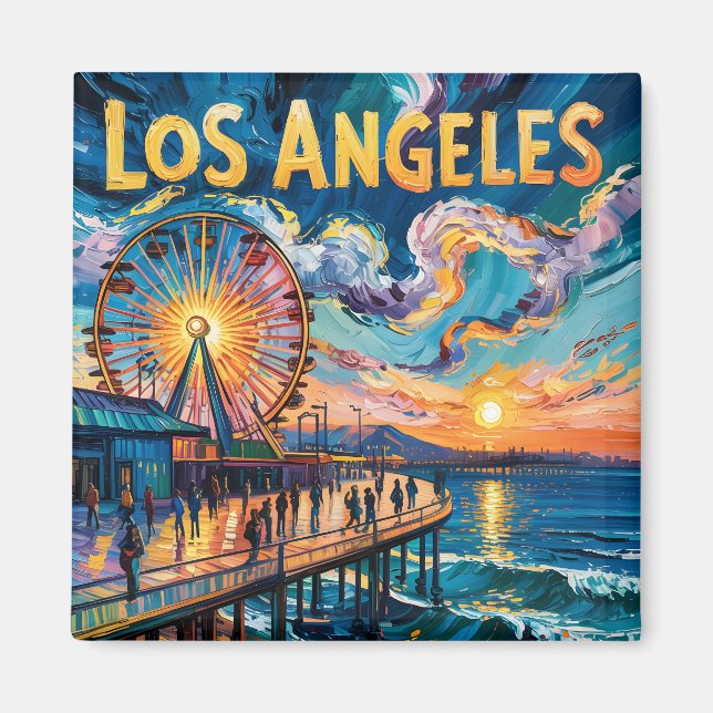 Van Gogh Santa Monica Pier Los Angeles California Magnet (Front)