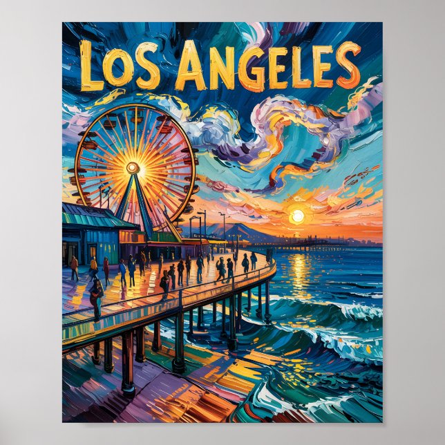 Van Gogh Santa Monica Pier Los Angeles California Poster (Front)