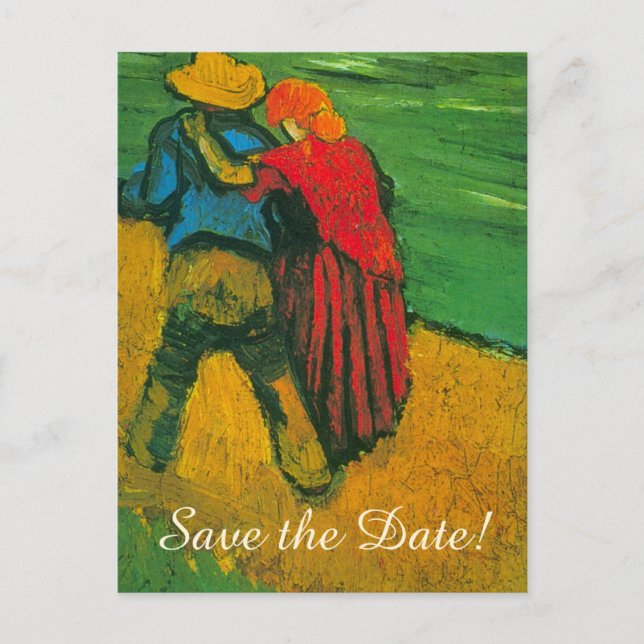 Van Gogh Save the Date! Two Lovers Announcement Postcard (Front)