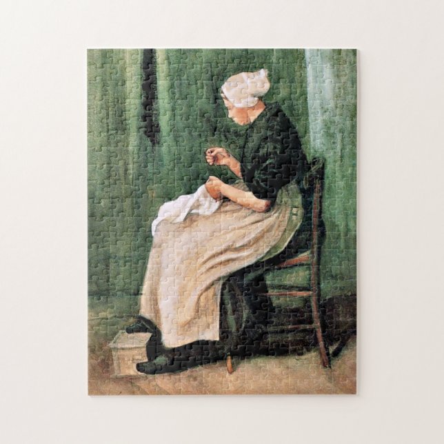 Van Gogh. Scheveningen Woman Sewing, Jigsaw Puzzle (Vertical)
