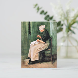 Van Gogh. Scheveningen Woman Sewing, Postcard