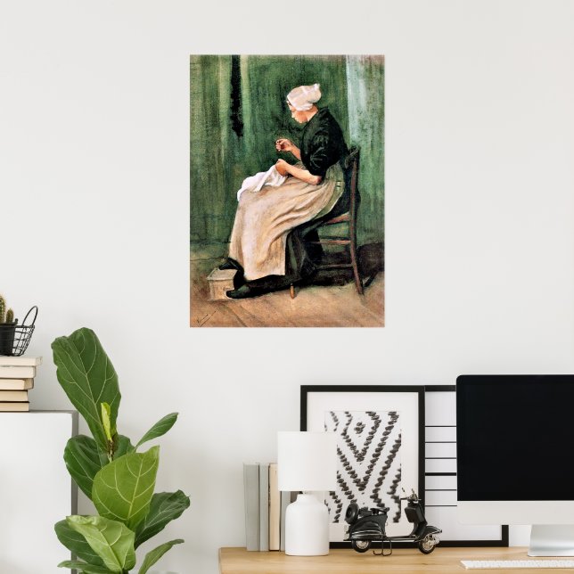 Van Gogh. Scheveningen Woman Sewing, Poster (Home Office)