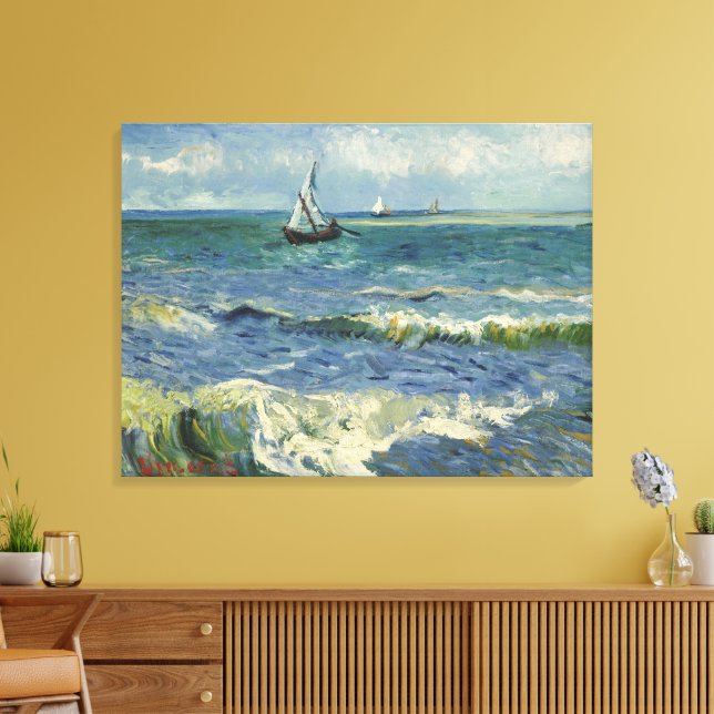 Van Gogh Seascape at Saintes Maries de la Mer Canvas Print (Insitu(LivingRoom))