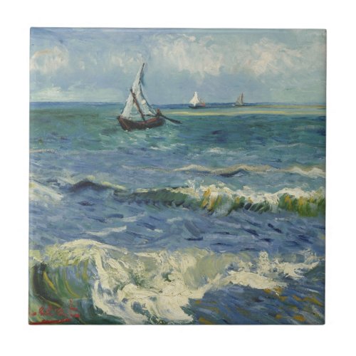 Van Gogh Seascape at Saintes Maries de la Mer Ceramic Tile