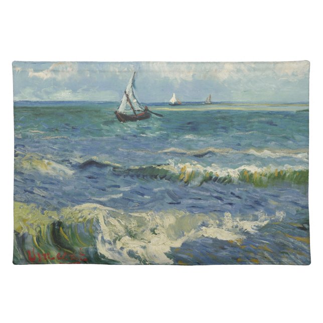 Van Gogh Seascape at Saintes Maries de la Mer Cloth Placemat (Front)