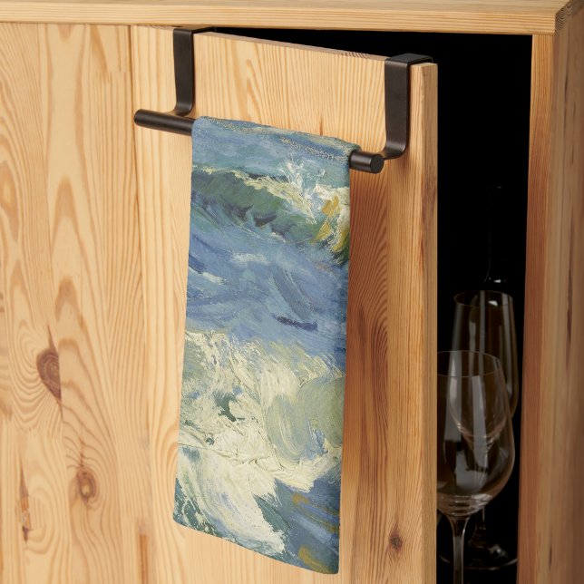 Van Gogh Seascape at Saintes Maries de la Mer Kitchen Towel (Thirds Fold)