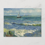 Van Gogh Seascape at Saintes Maries de la Mer Postcard<br><div class="desc">Seascape at Saintes Maries de la Mer by Vincent van Gogh is a vintage fine art post impressionism nautical painting featuring sailboats on the ocean with gentle waves. About the artist: Vincent Willem van Gogh was a Post-Impressionist painter whose work was most notable for its rough beauty, emotional honesty, and...</div>