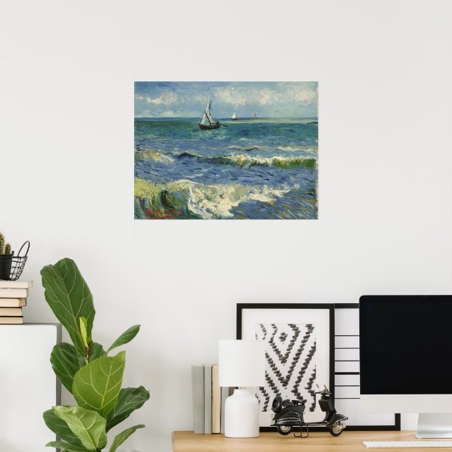 Van Gogh Seascape at Saintes Maries de la Mer Poster (Home Office)
