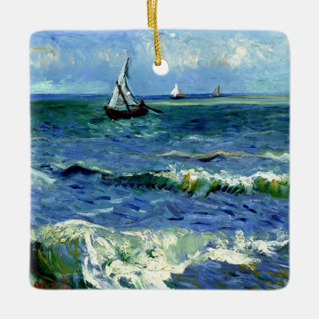 Van Gogh - Seascape Ceramic Ornament (Front)