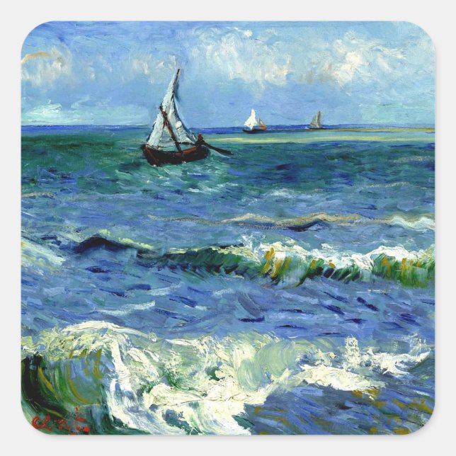 Van Gogh - Seascape Square Sticker (Front)