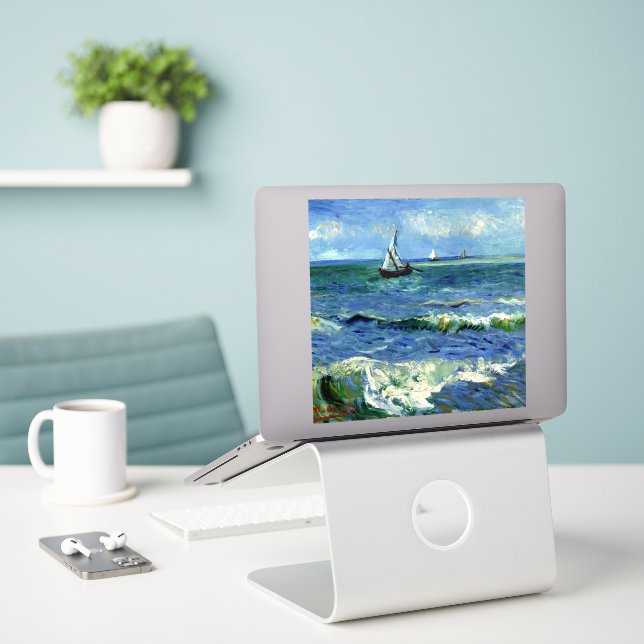 Van Gogh - Seascape Sticker (Laptop On Desk)