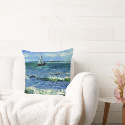 Van Gogh _ Seascape  Throw Pillow