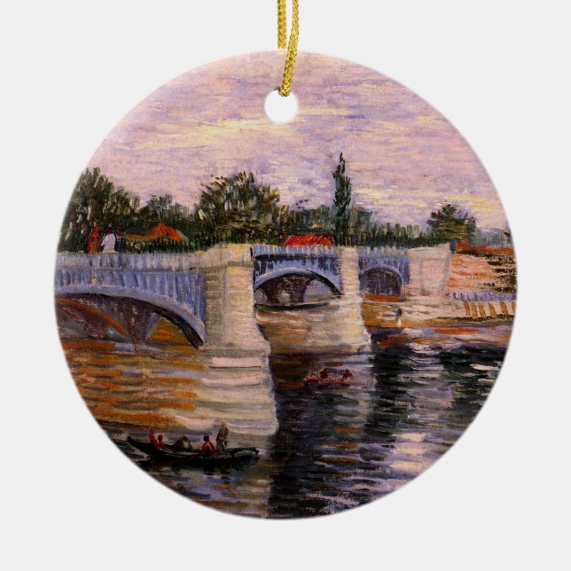 Van Gogh Seine River with Pont del Grande Jette Ceramic Ornament (Front)