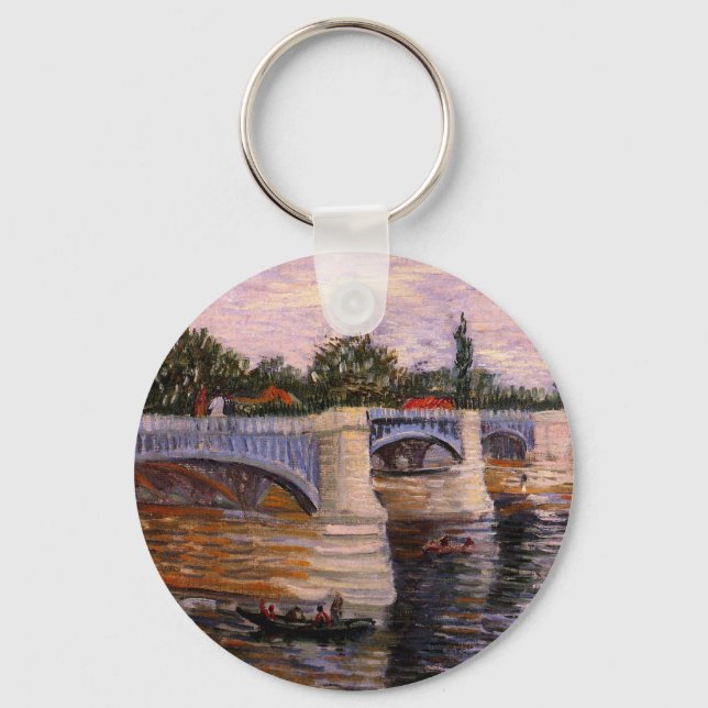 Van Gogh Seine River with Pont del Grande Jette Keychain (Front)