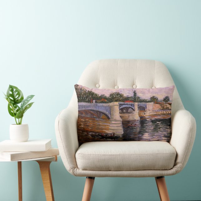 Van Gogh Seine River with Pont del Grande Jette Lumbar Pillow (Chair)