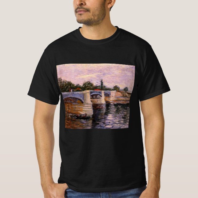 Van Gogh Seine River with Pont del Grande Jette T-Shirt (Front)