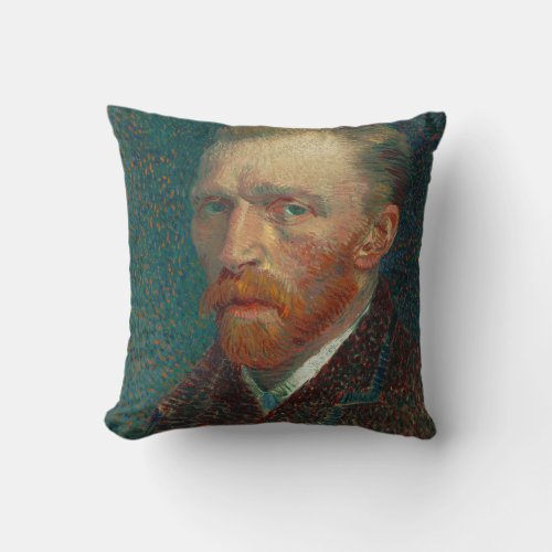 Van Gogh Self Portrait Art Painting Throw Pillow