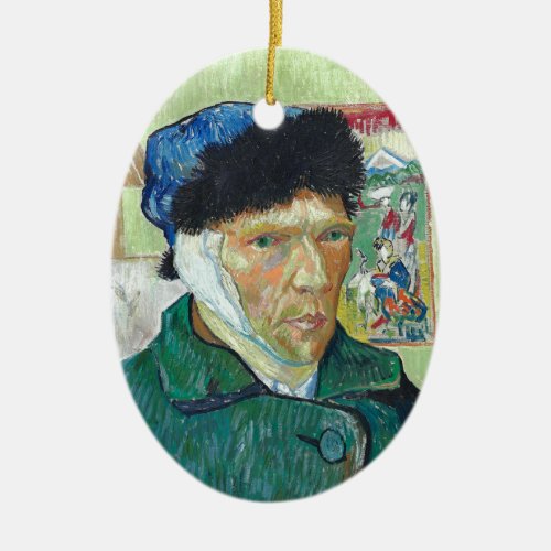 Van Gogh Self_portrait Bandaged Ear Art Painting Ceramic Ornament
