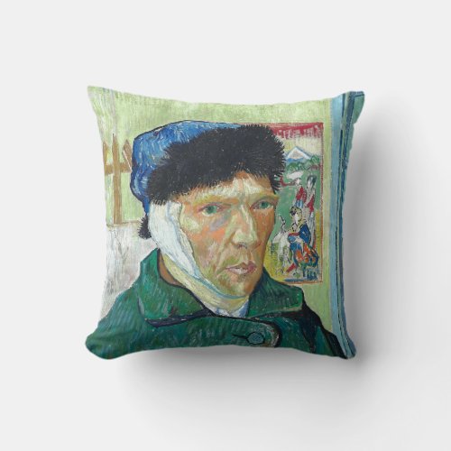 Van Gogh Self_portrait Bandaged Ear Art Painting Throw Pillow