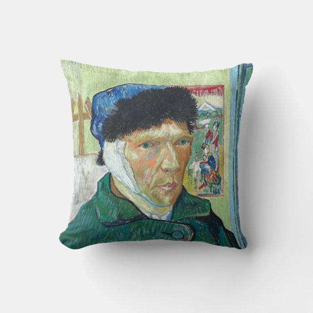 Van Gogh Self-portrait Bandaged Ear Art Painting Throw Pillow (Front)