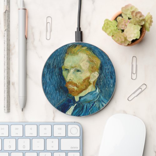 Van Gogh Self Portrait Blue Famous Vintage Art Wireless Charger
