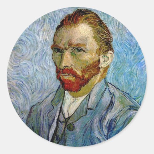Van Gogh Self Portrait Classic Round Sticker