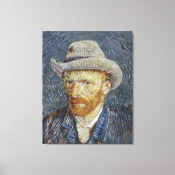 Van Gogh Self Portrait Grey Felt Hat Painting Art Canvas Print by Then_Is_Now at Zazzle