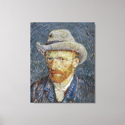Van Gogh Self Portrait Grey Felt Hat Painting Art Canvas Print