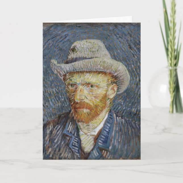 Van Gogh Self Portrait Grey Felt Hat Painting Art Card (Front)