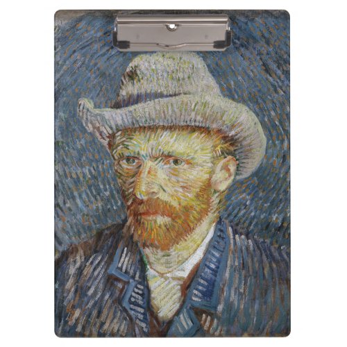 Van Gogh Self Portrait Grey Felt Hat Painting Art Clipboard