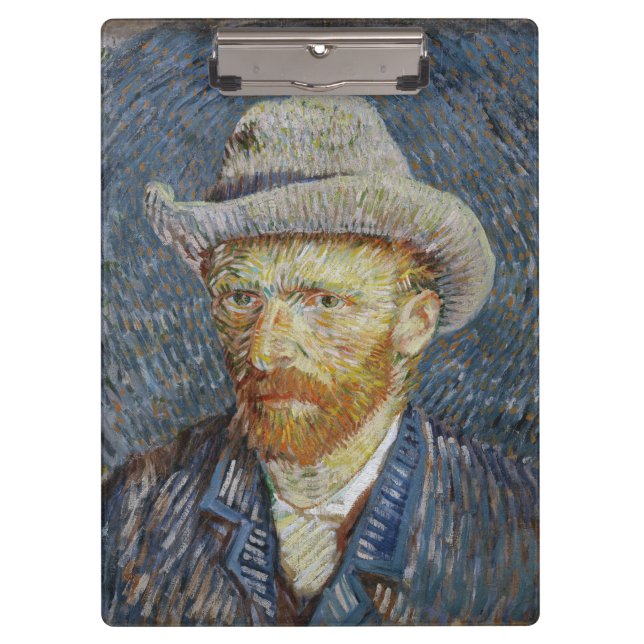 Van Gogh Self Portrait Grey Felt Hat Painting Art Clipboard (Front)