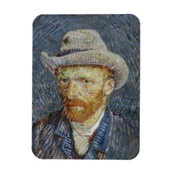 Van Gogh Self Portrait Grey Felt Hat Painting Art Magnet by Then_Is_Now at Zazzle